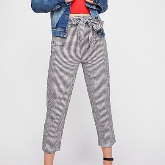 Free People West Side Black and White Gingham Cropped Pants - Picture 1 of 6